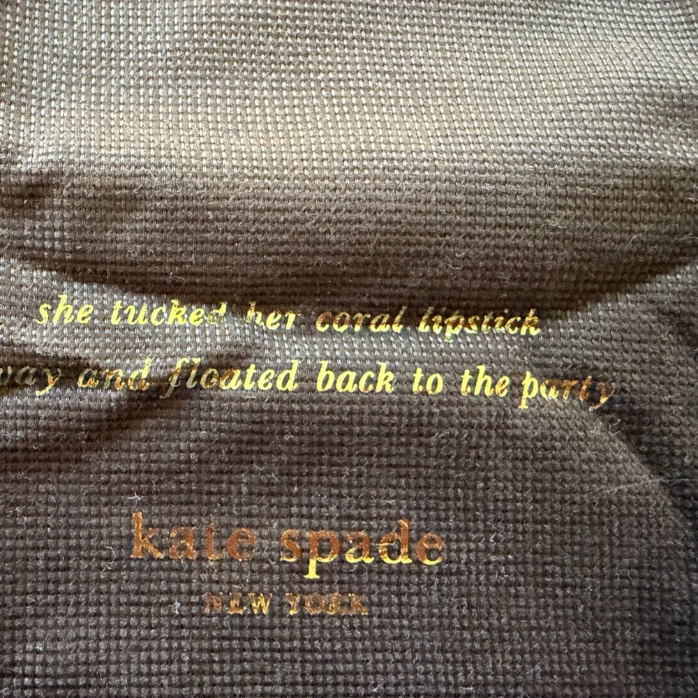 NEW AUTHENTIC KATE SPADE NEW YORK DUST BAG COVER BROWN PINK DRAWSTRING 13” X 11”